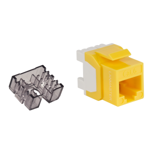 Keystone module, RJ45, category 5E, UTP, 180 degrees, with built-in shutter